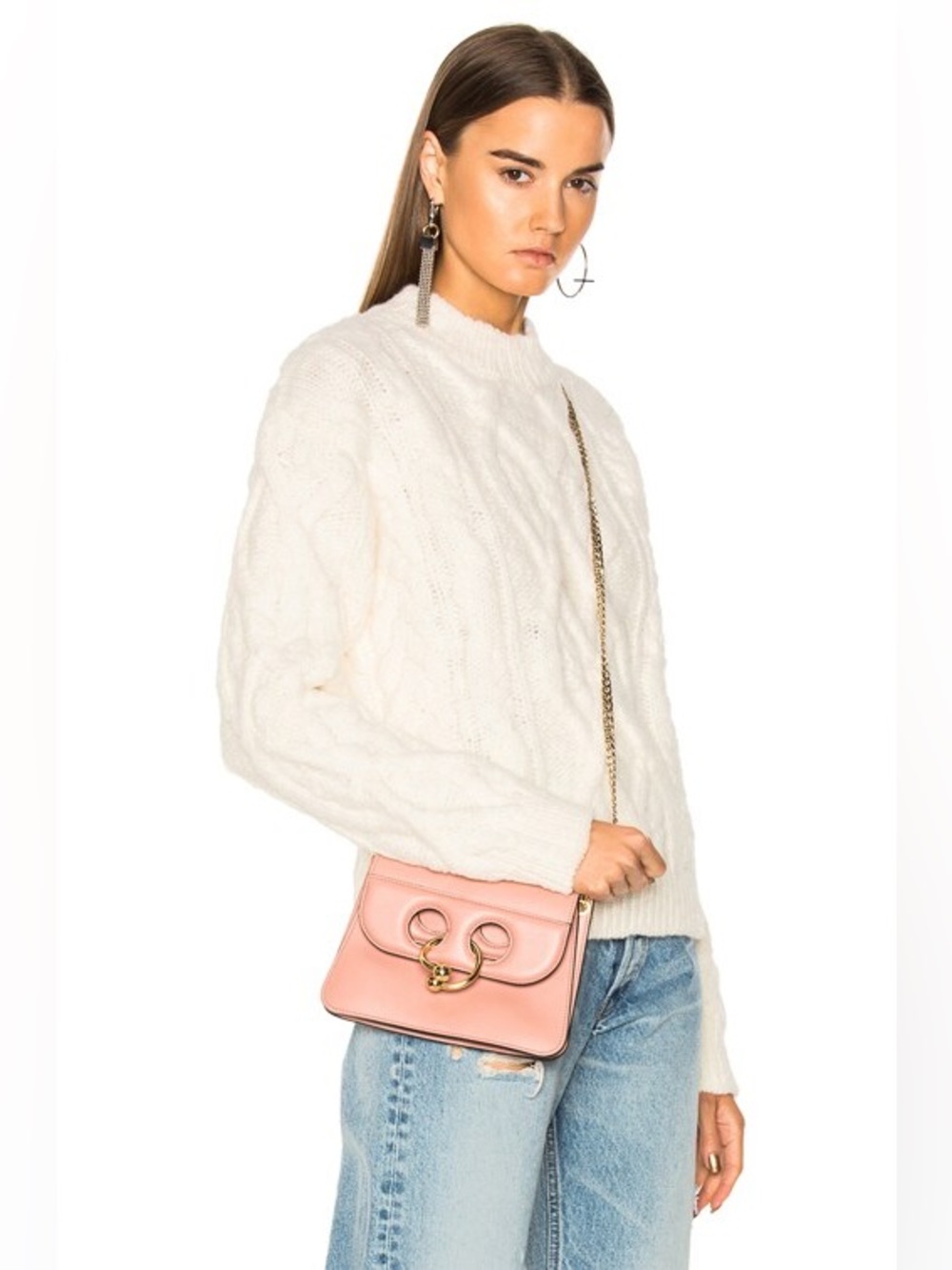 Acne Studios Cozy Cream Cable-Knit Turtleneck Sweater Ivory